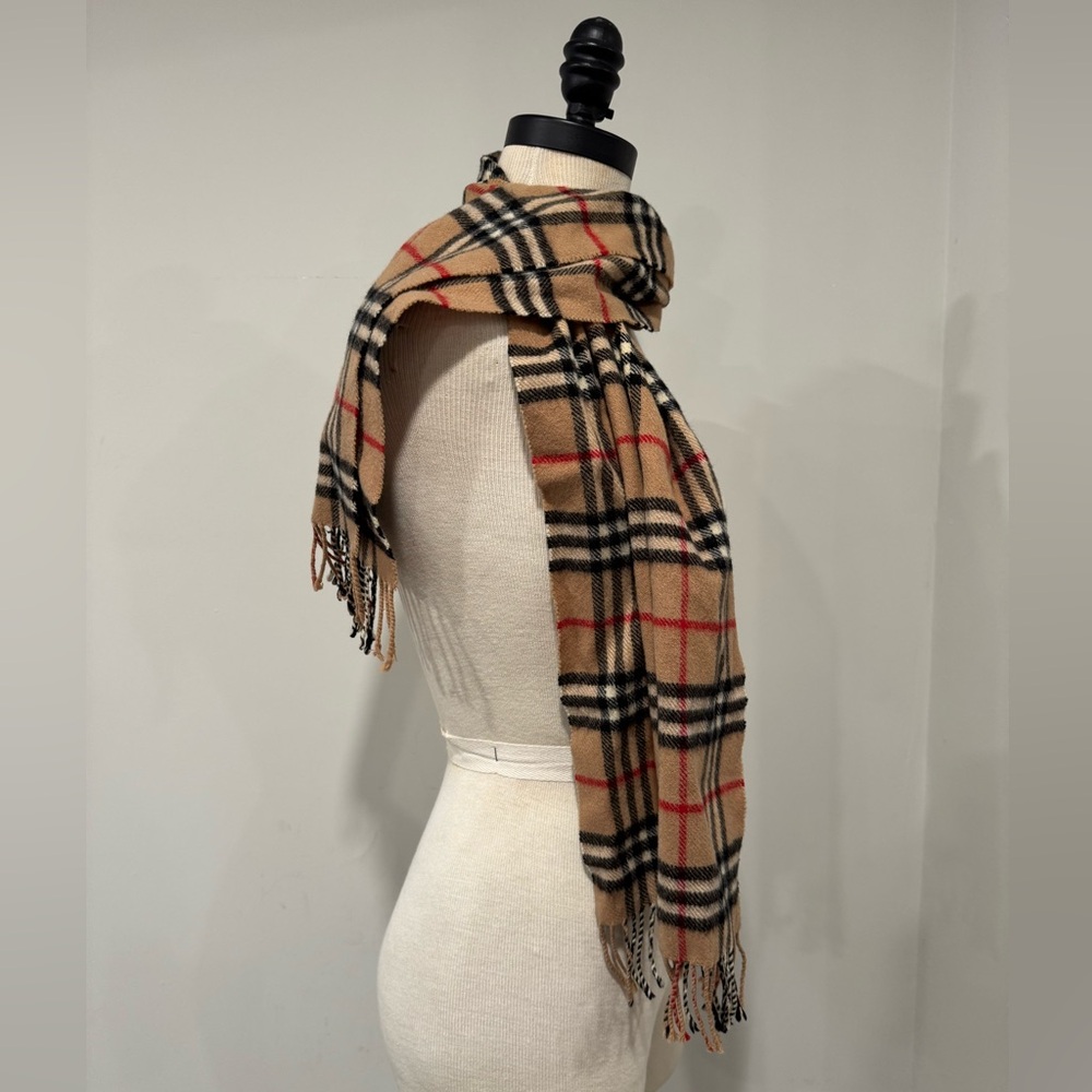 Burberry Tan and Red Check Scarf - Picture 6 of 7